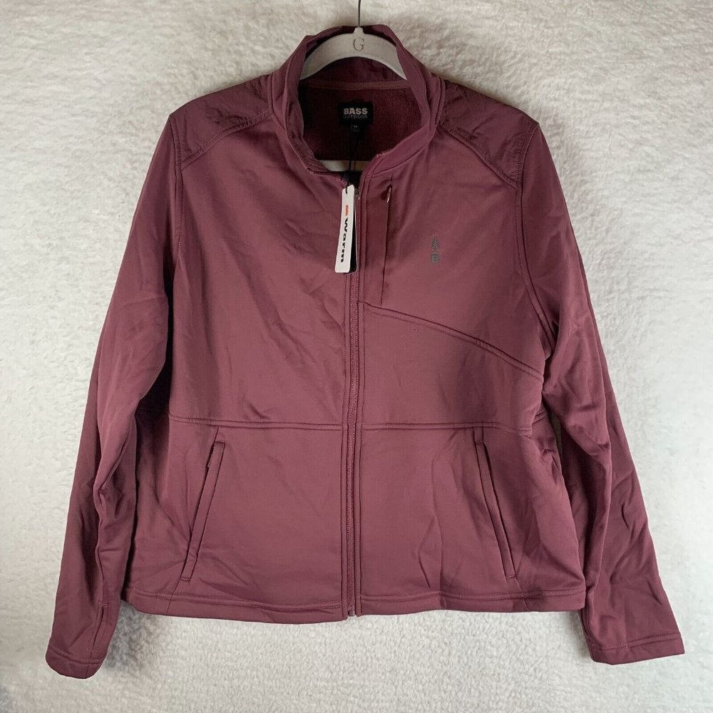 Bass Outdoor Jacket Womens XL Hawthorn Rose Stretch Pocket Fleece Full-Zip‎ 7688